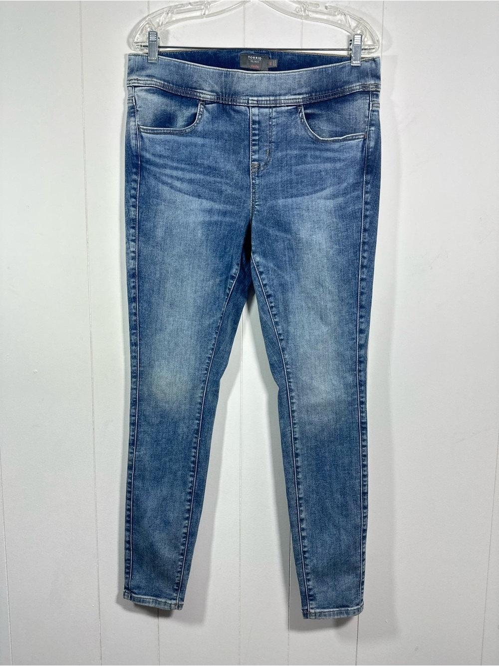Torrid Feel The Fit Lean Jean Womens 0R Blue Super Soft Skinny Pull On Jeggings